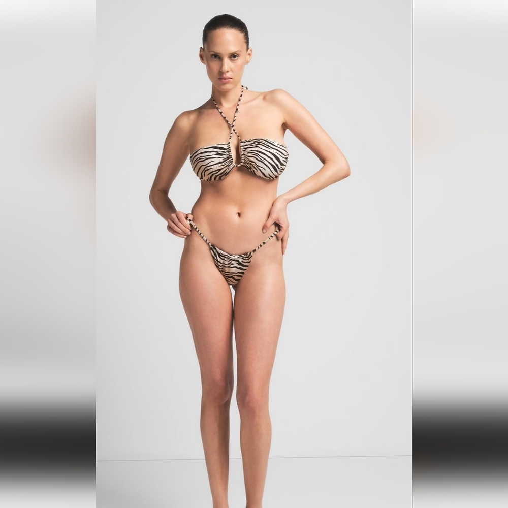 SKIMS Champagne Tiger / Zebra Bikini Top NWT